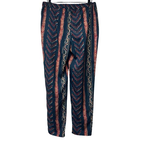 Lauren Ralph Lauren Navy Geometric Tribal Print Lightweight Pants Pockets Size 4 - Picture 2 of 4